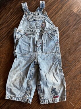 Carter's Light Wash Denim Overalls with Whale Patch